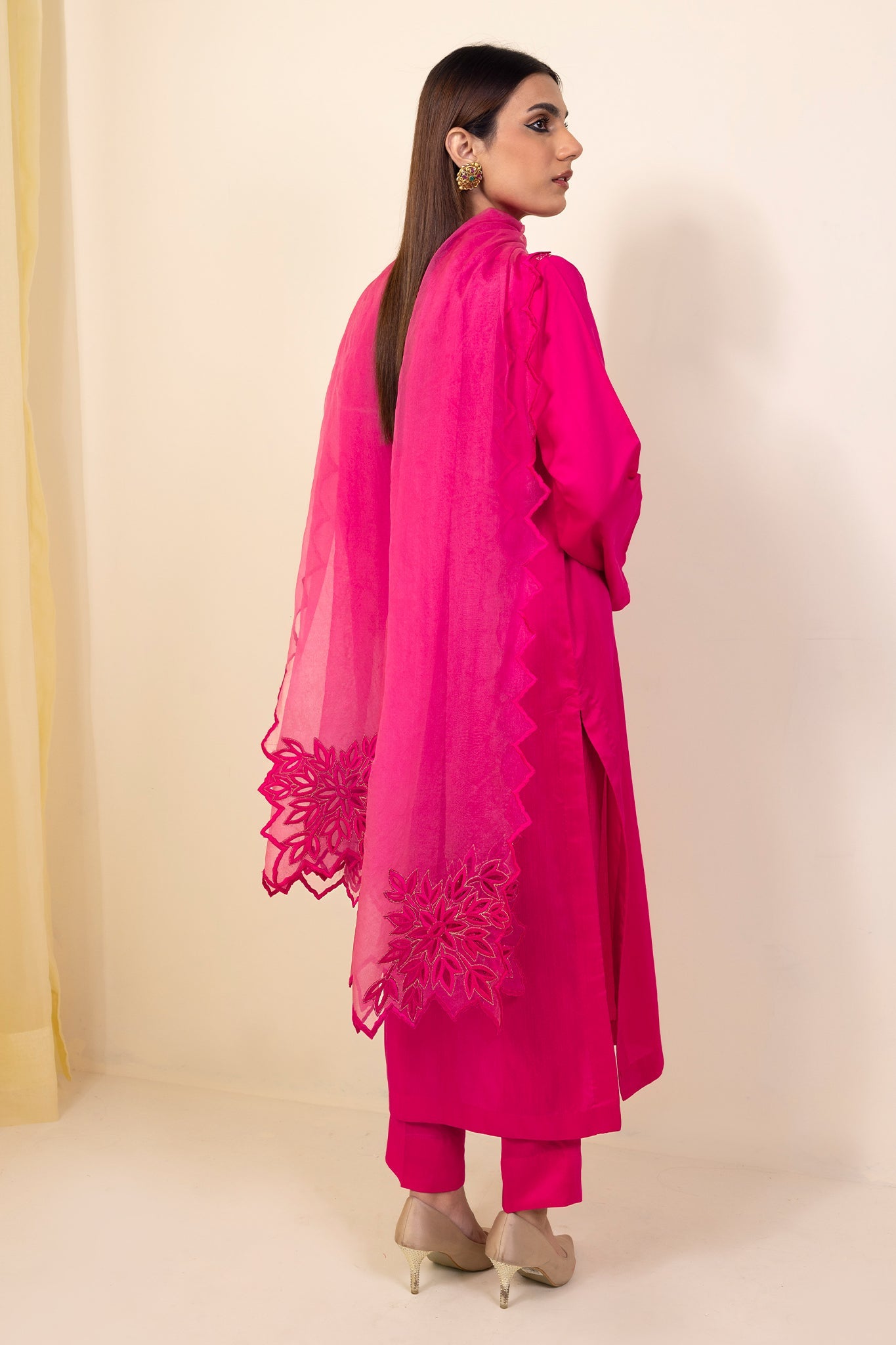 GHULABRI - FUSCIA PINK VISCOSE SUIT - PRET