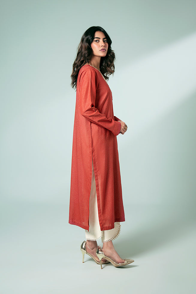 Rust Embroidered Kurta