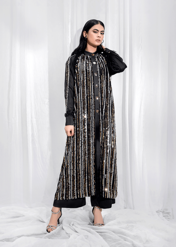 DURE SHAHWAR - CASABLANCA - BLACK EMBROIDERED - LUXURY PRET