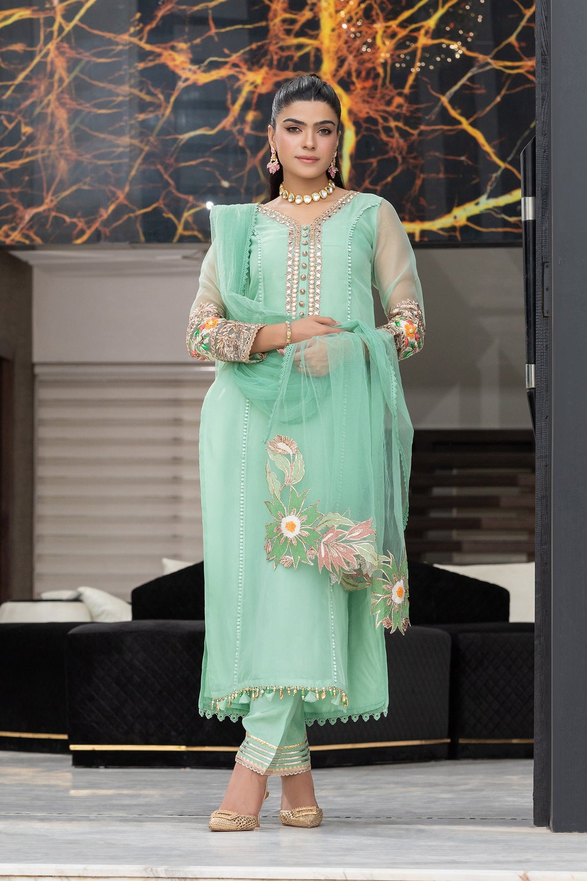 KHUDA BAKSH - M-106 - MINT GREEN - PRET