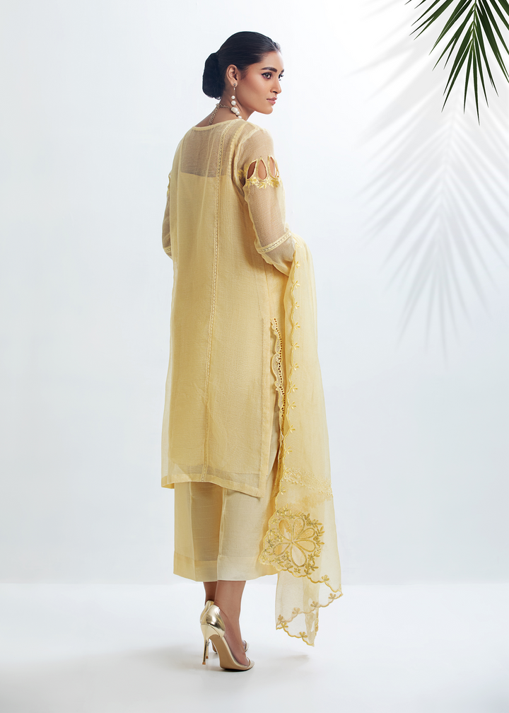 DURE SHAHWAR - DHANAK'22 - PASTEL YELLOW-D-05 - LUXURY PRET