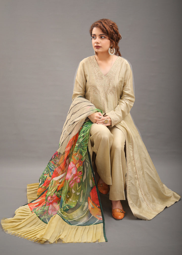 DURE SHAHWAR - MAAHRU SILK'21 - BEIGE - LUXURY PRET