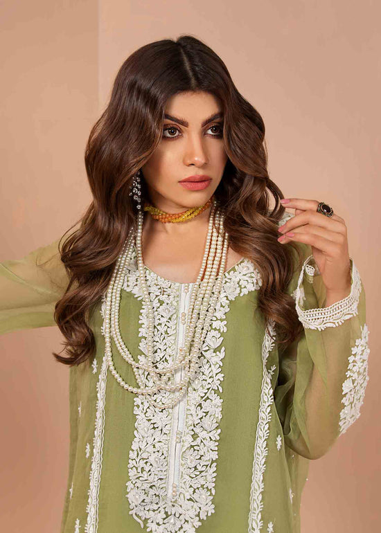 DURE SHAHWAR - NARGIS BAHAAR - OLIVE GREEN - LUXURY PRET