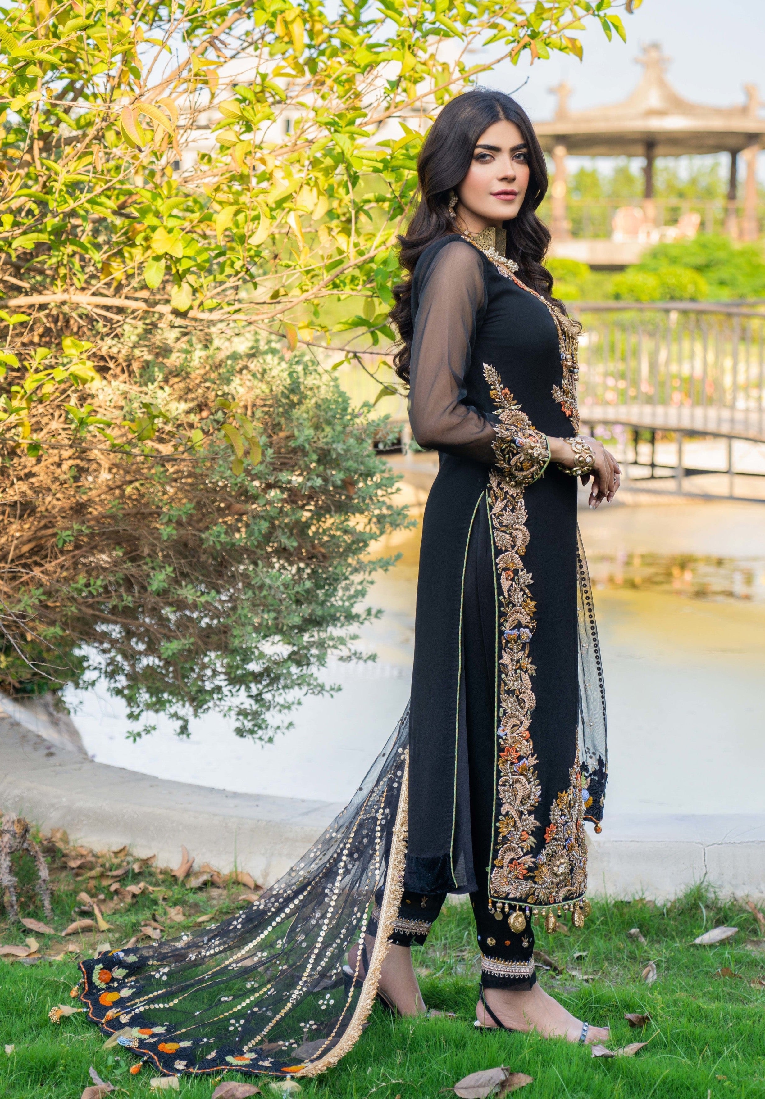 KHUDA BAKSH - M-105 - BLACK - LUXURY PRET