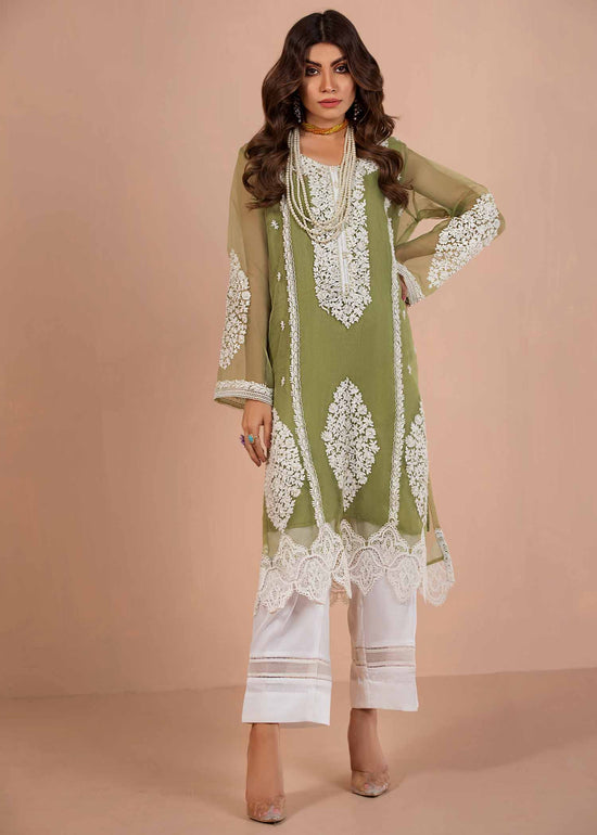 DURE SHAHWAR - NARGIS BAHAAR - OLIVE GREEN - LUXURY PRET