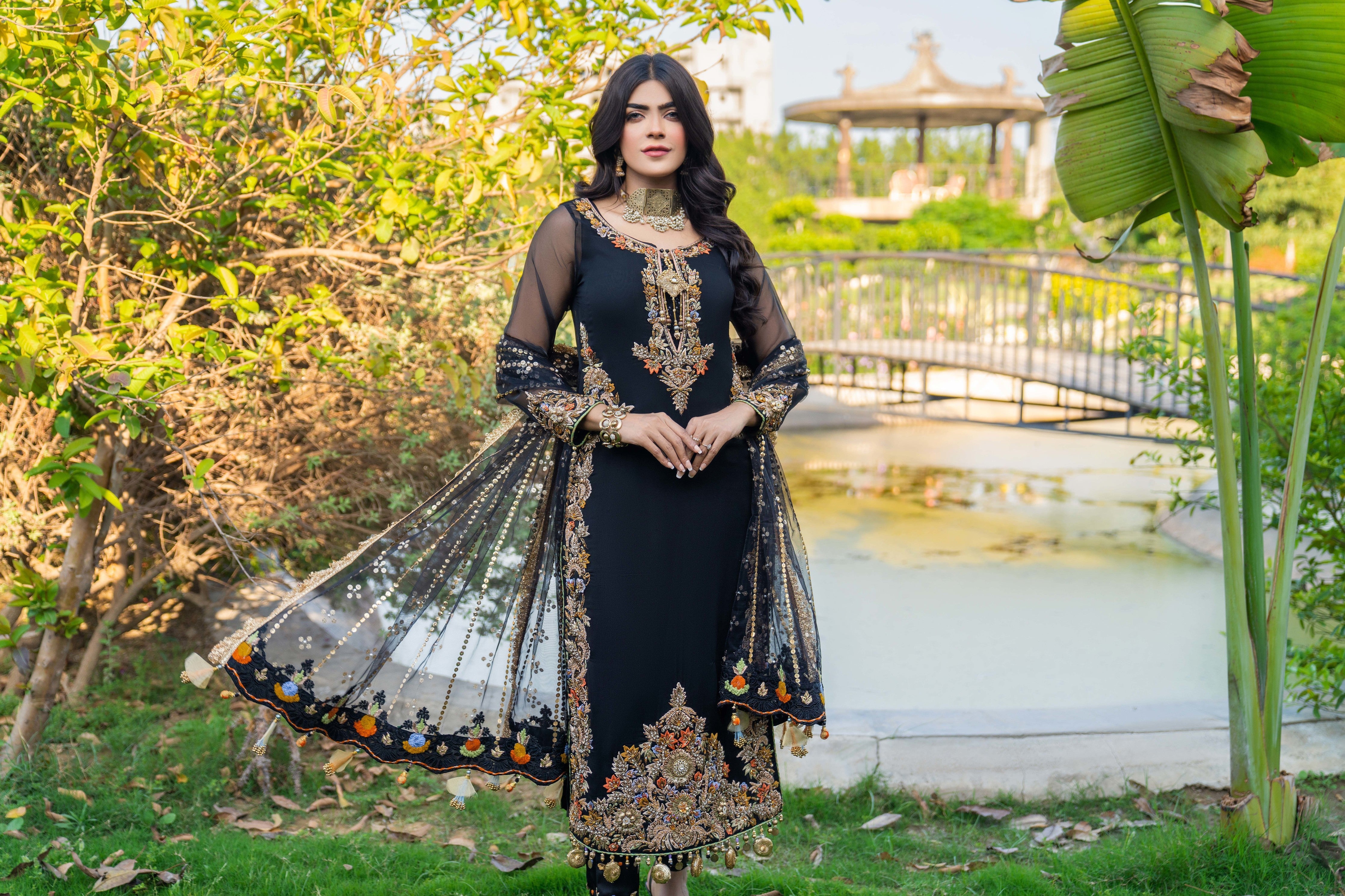 KHUDA BAKSH - M-105 - BLACK - LUXURY PRET