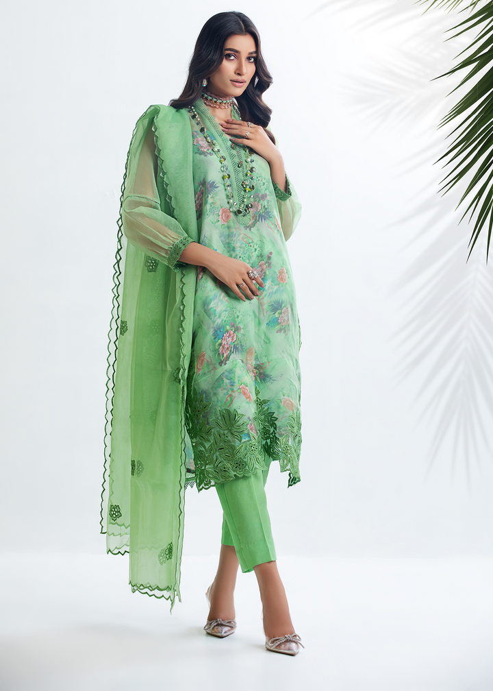 DURE SHAHWAR - DHANAK'22 - LIGHT GREEN - D-02 - LUXURY PRET