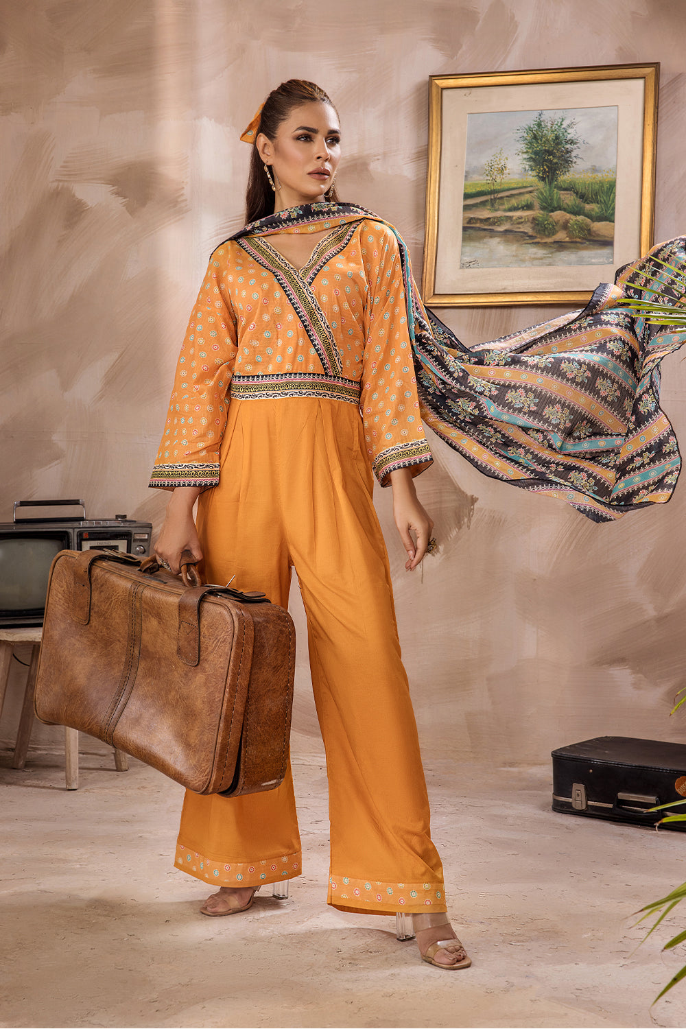 SAF-33-SAFWA SAFRON 3-PIECE FINE DIGITAL PRINTED UNSTITCHED LAWN COLLECTION VOL-03