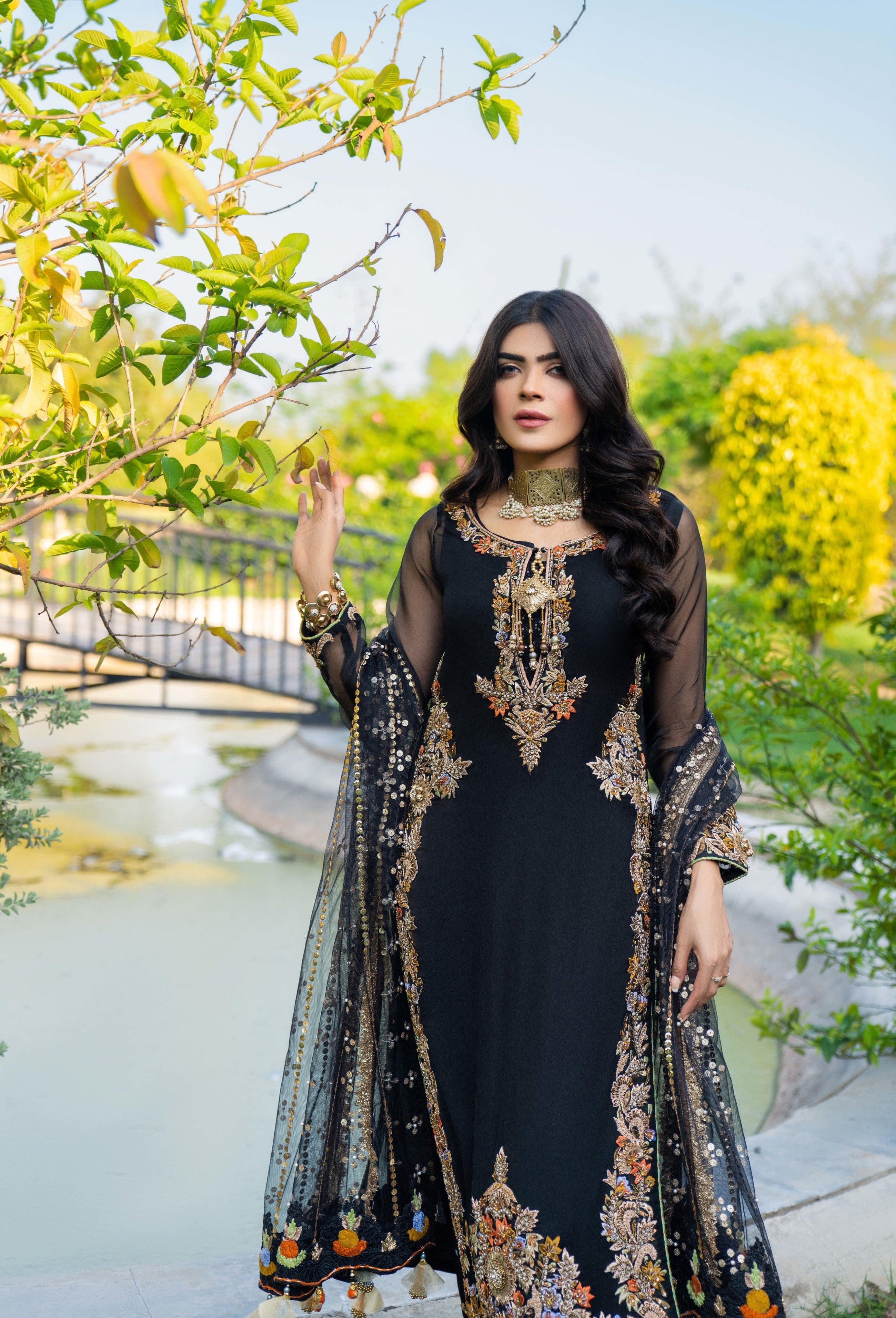 KHUDA BAKSH - M-105 - BLACK - LUXURY PRET