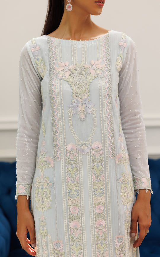 NET EMBROIDERED SHIRT - 8918 - LUXURY PRET