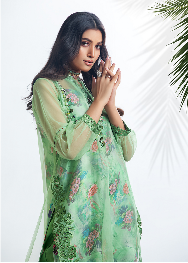 DURE SHAHWAR - DHANAK'22 - LIGHT GREEN - D-02 - LUXURY PRET