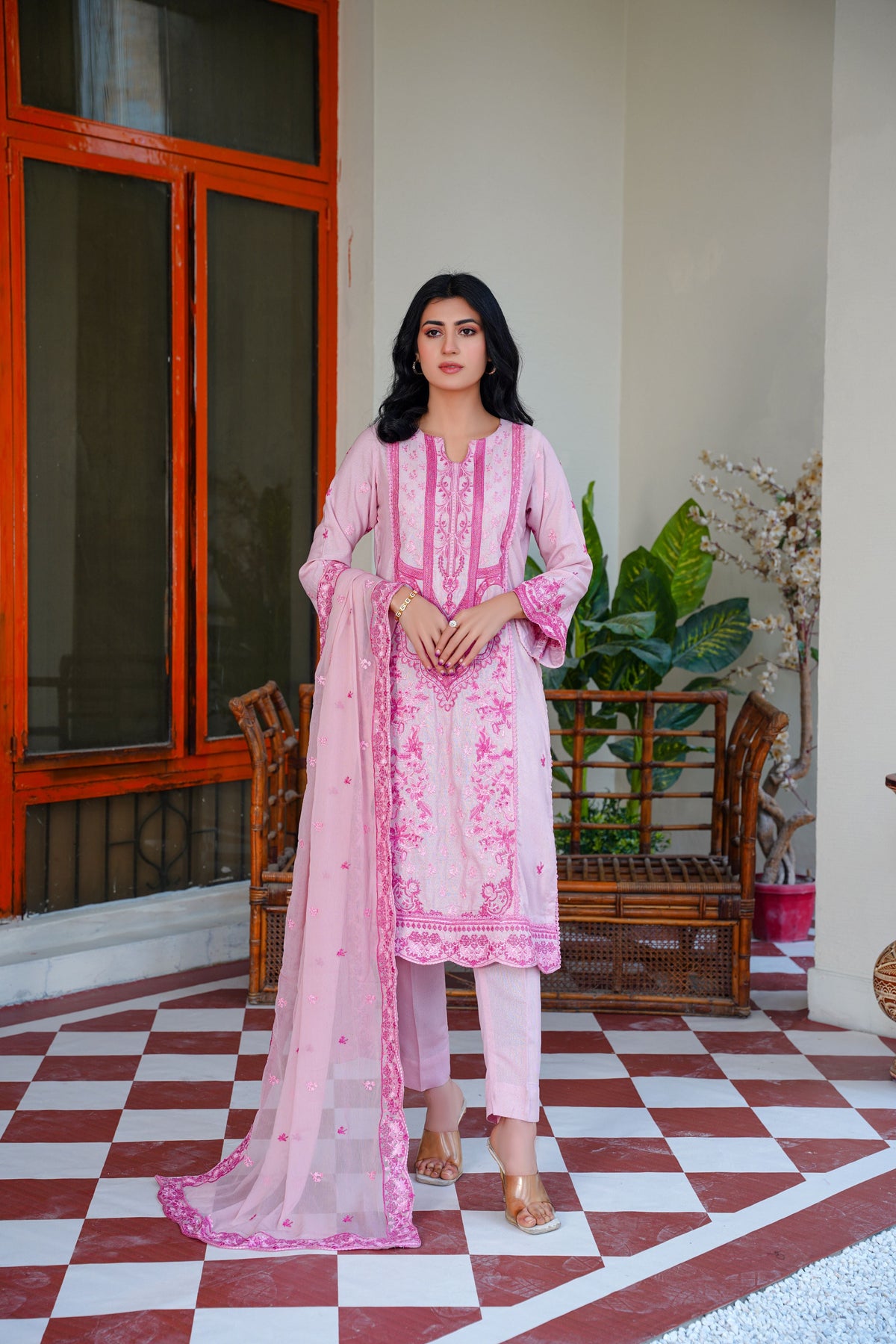 3 PC KARANDI Embroidered Dress