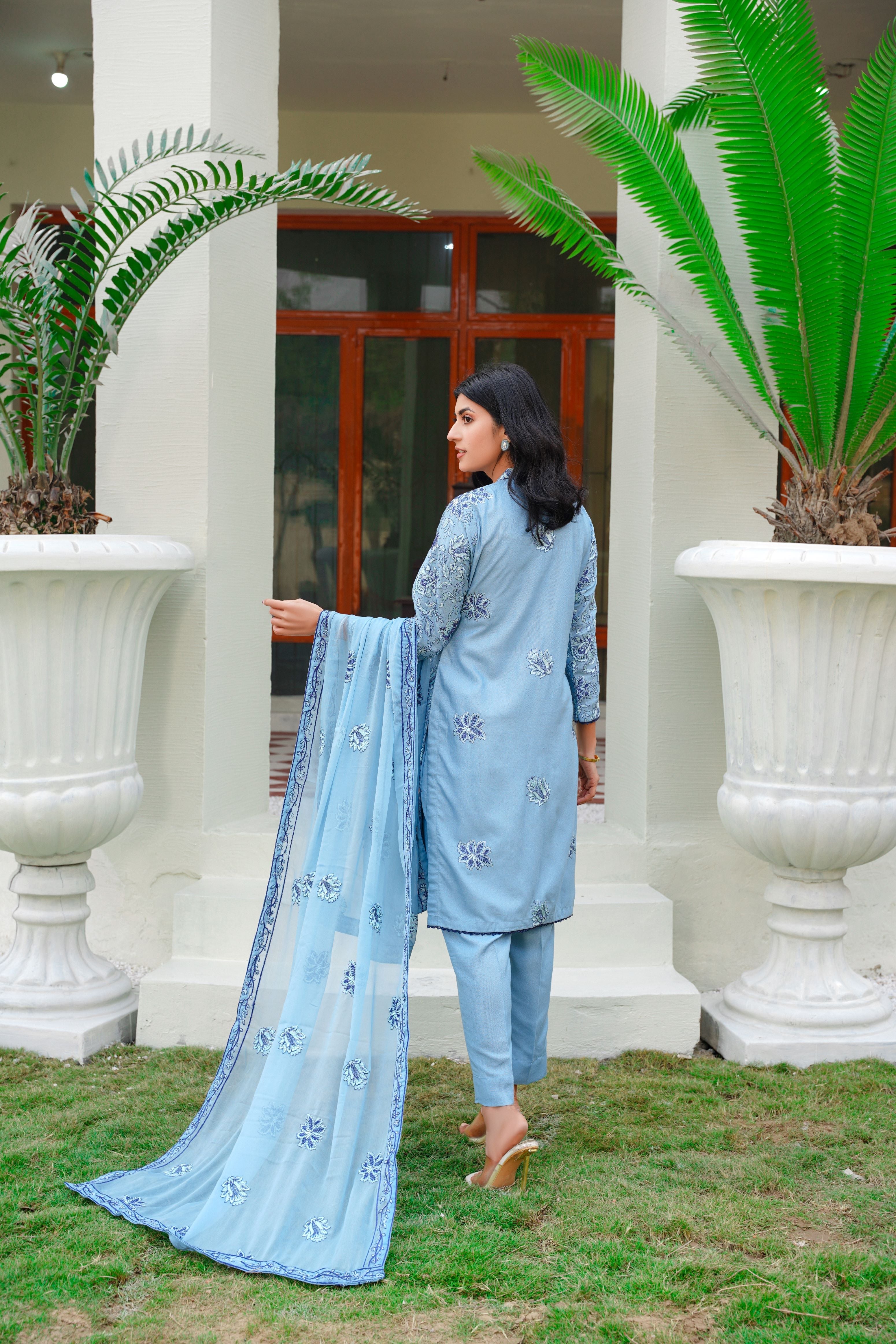 3 PC KARANDI Embroidered Dress