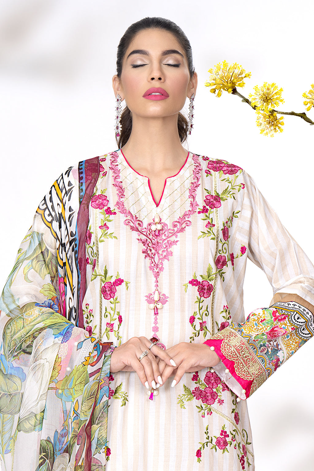 MEERAK - PRIM ROSE - LUXURY LAWN-3PC-UNSTITCHED