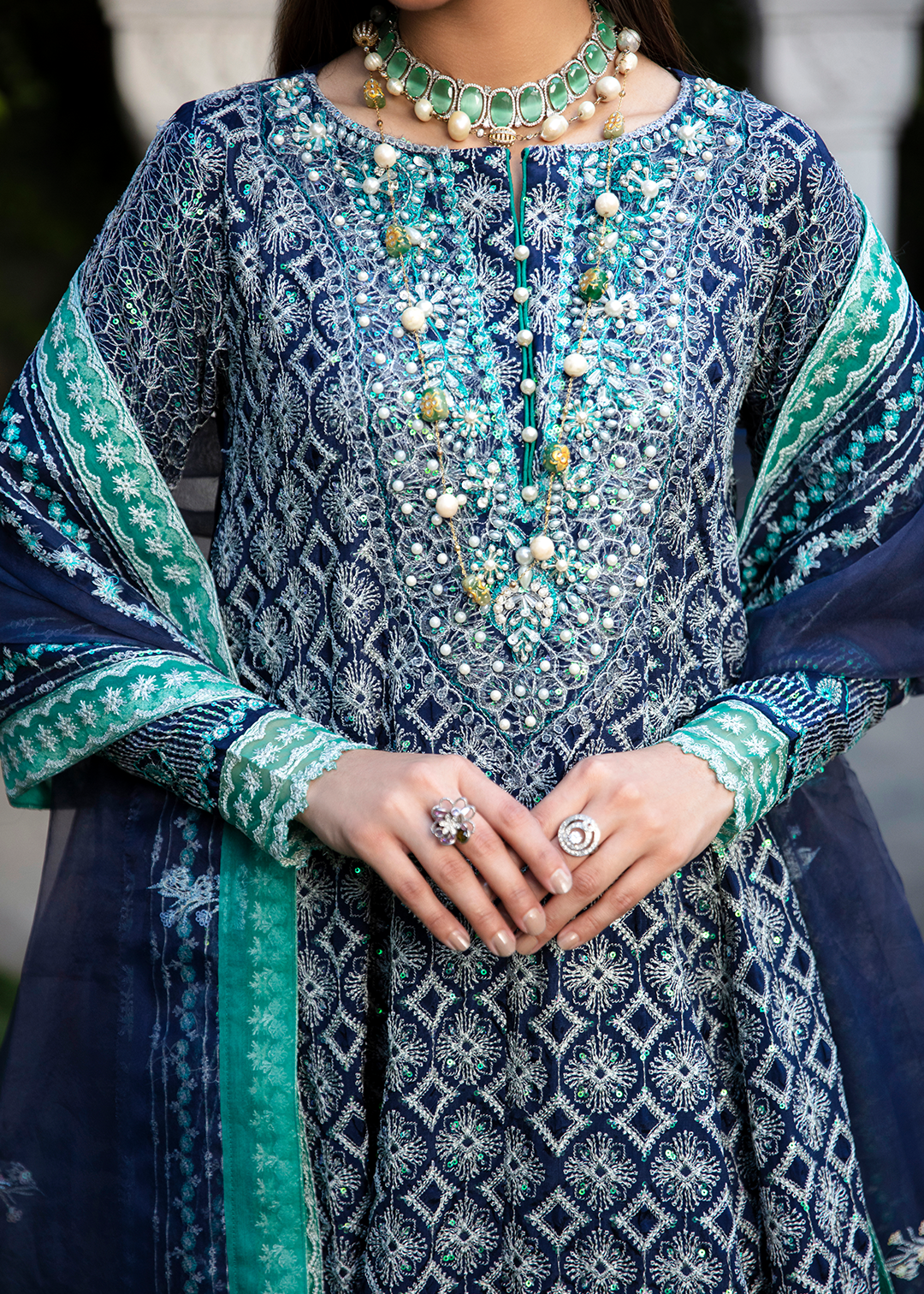 RANG E NOOR - NARGIS-NAVY BLUE - LUXURY PRET