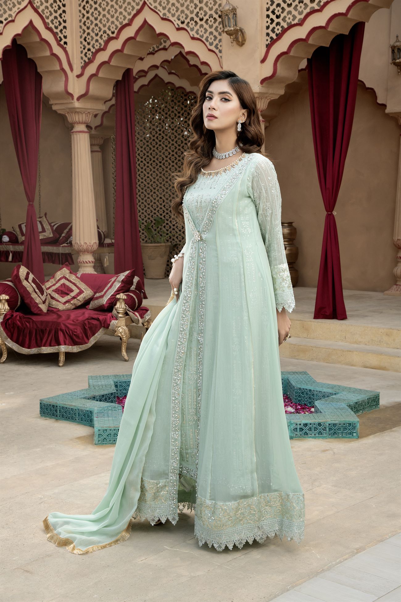 KURTI-B-005 - AQUA - LUXURY PRET