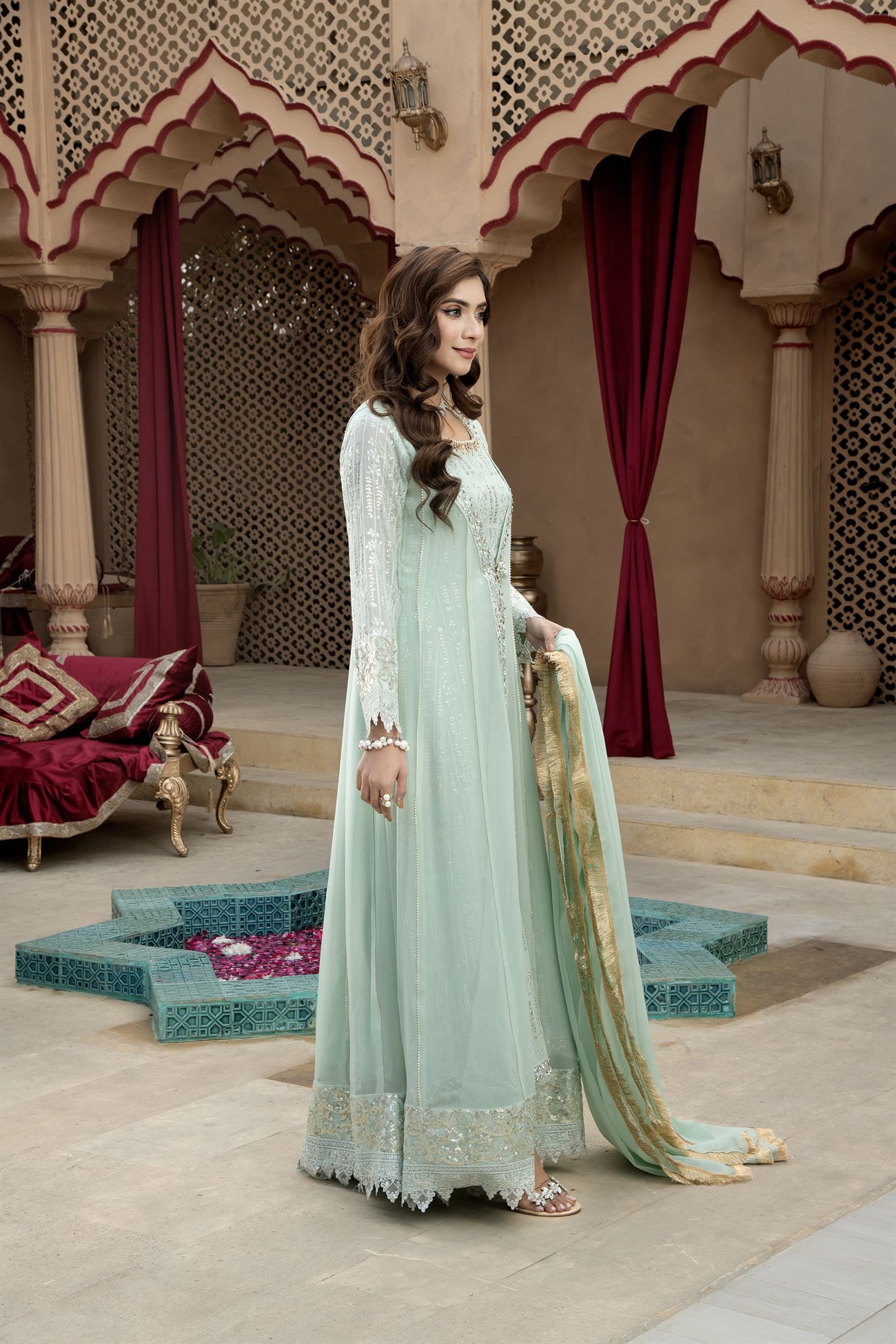 KURTI-B-005 - AQUA - LUXURY PRET