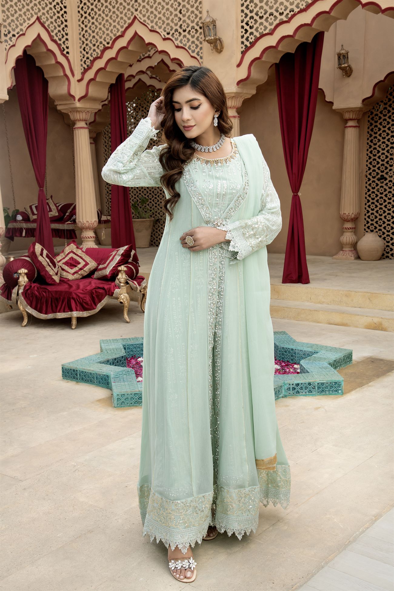 KURTI-B-005 - AQUA - LUXURY PRET