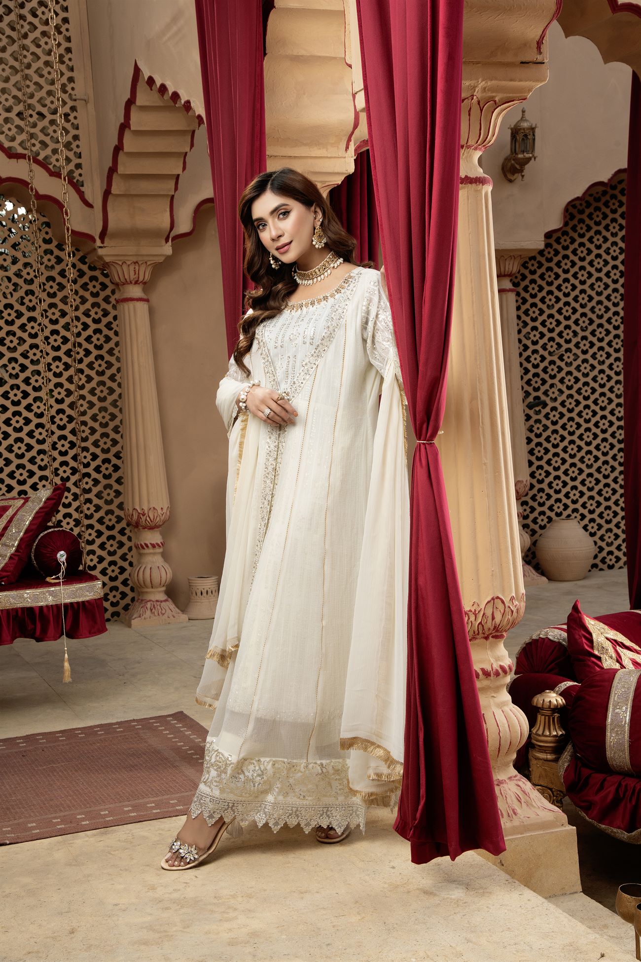 KURTI-B-005 - OFF WHITE - LUXURY PRET