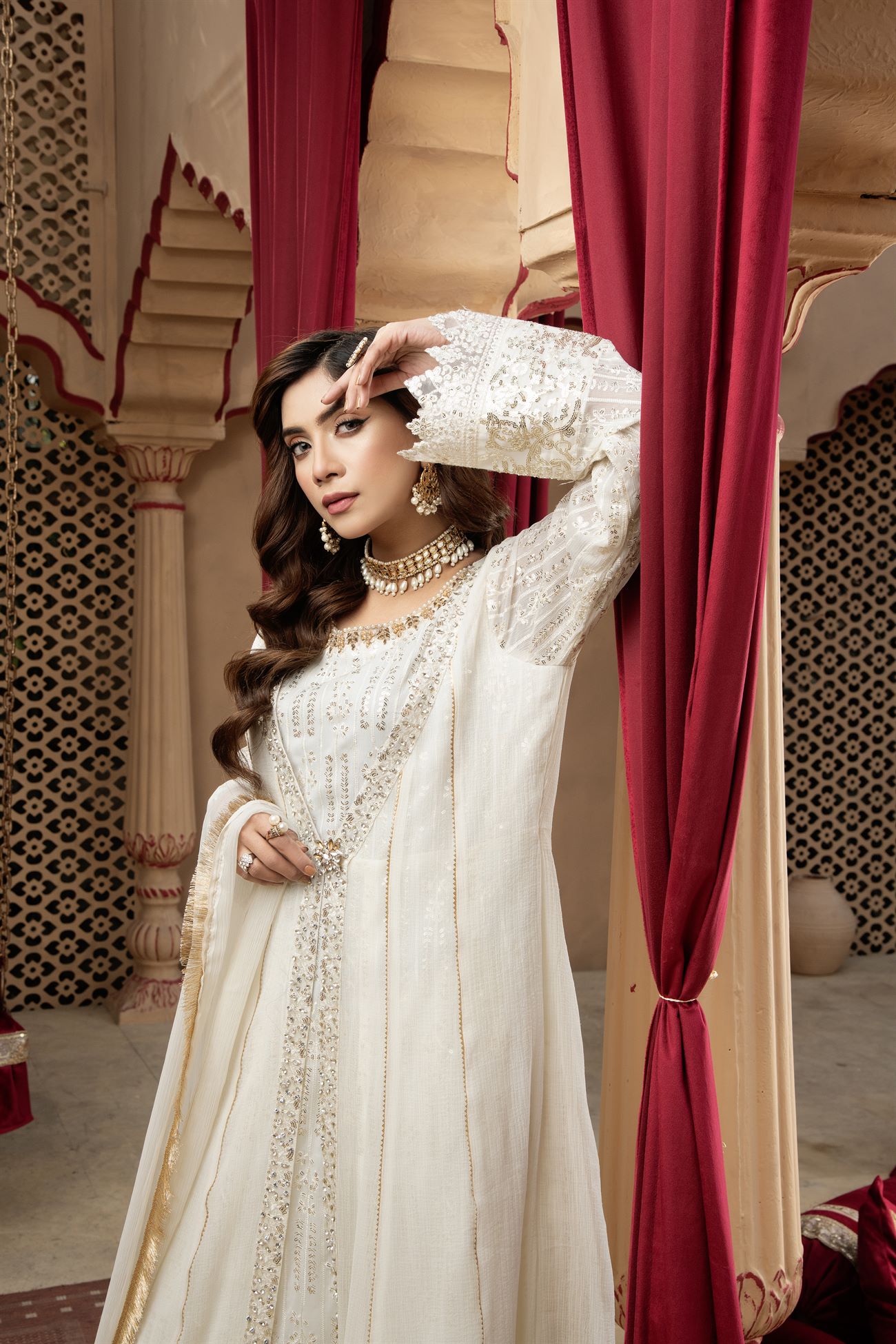 KURTI-B-005 - OFF WHITE - LUXURY PRET