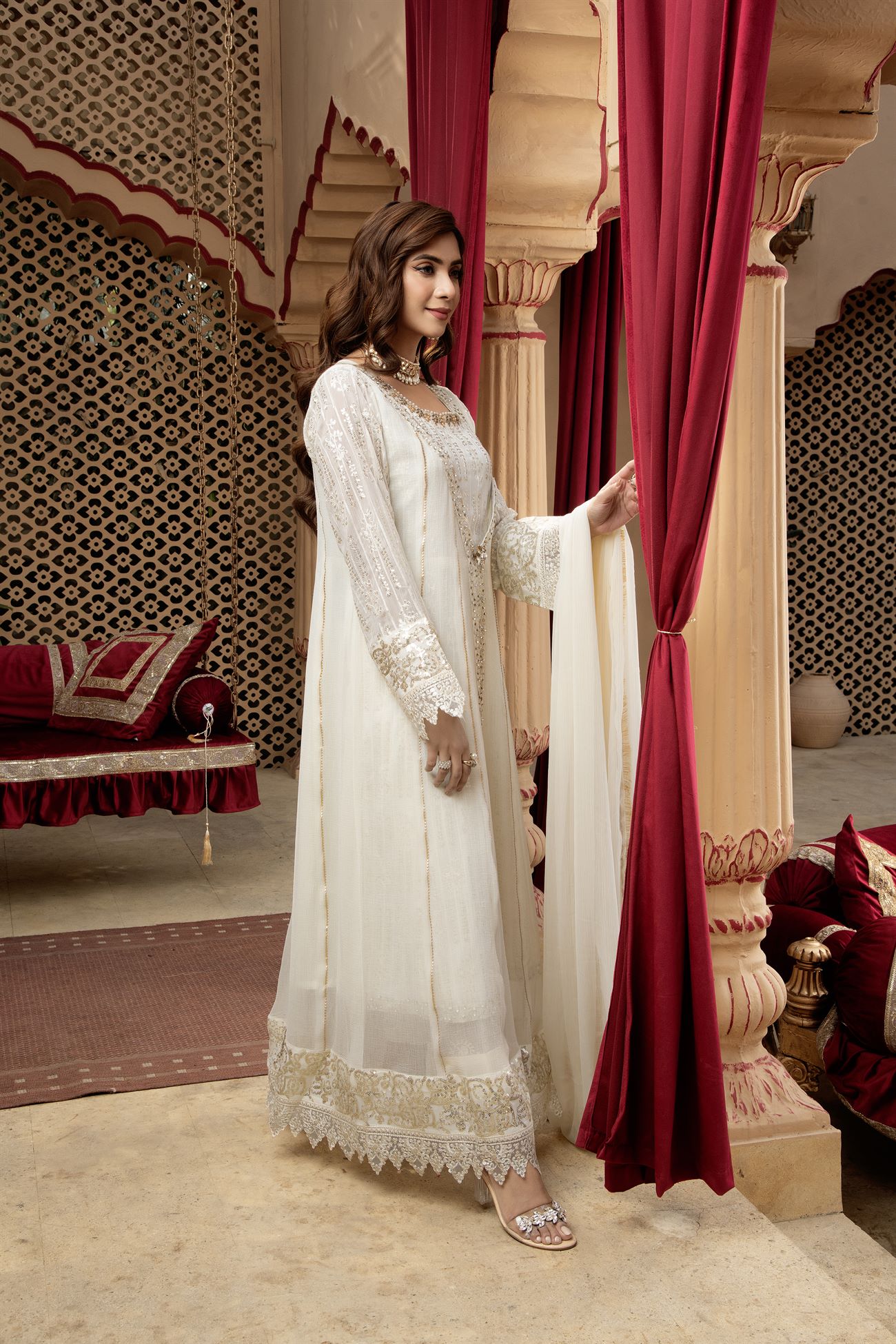 KURTI-B-005 - OFF WHITE - LUXURY PRET