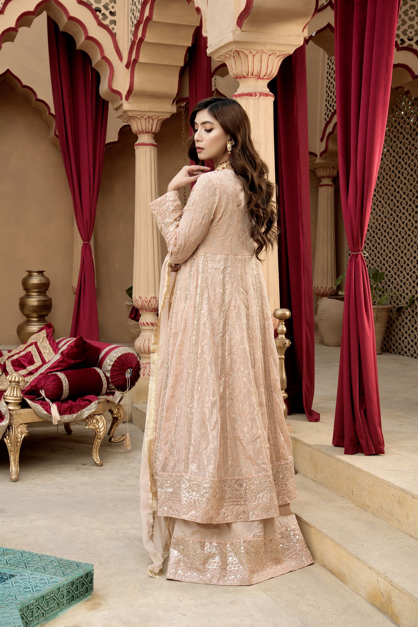 KURTI-B-007 - PEACH - LUXURY PRET