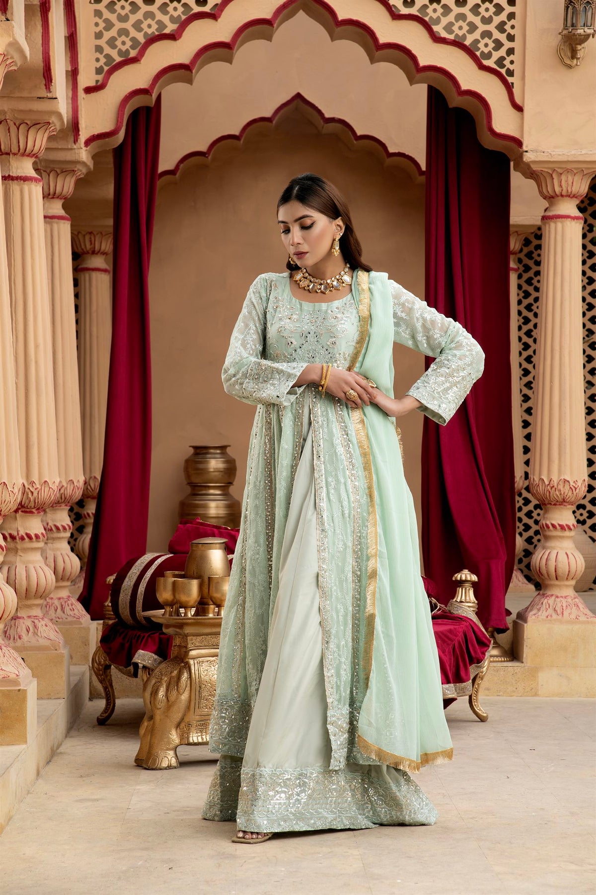 KURTI-B-007 - AQUA - LUXURY PRET