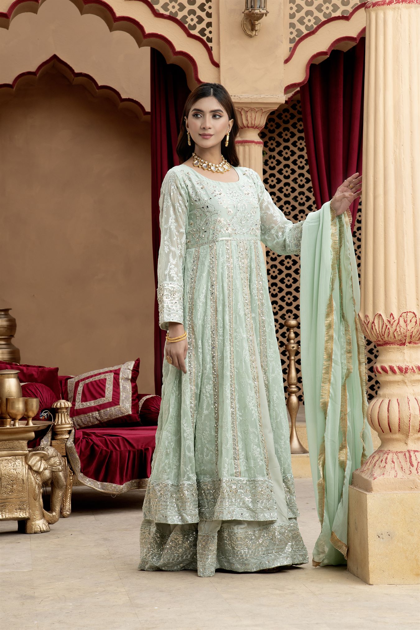 KURTI-B-007 - AQUA - LUXURY PRET