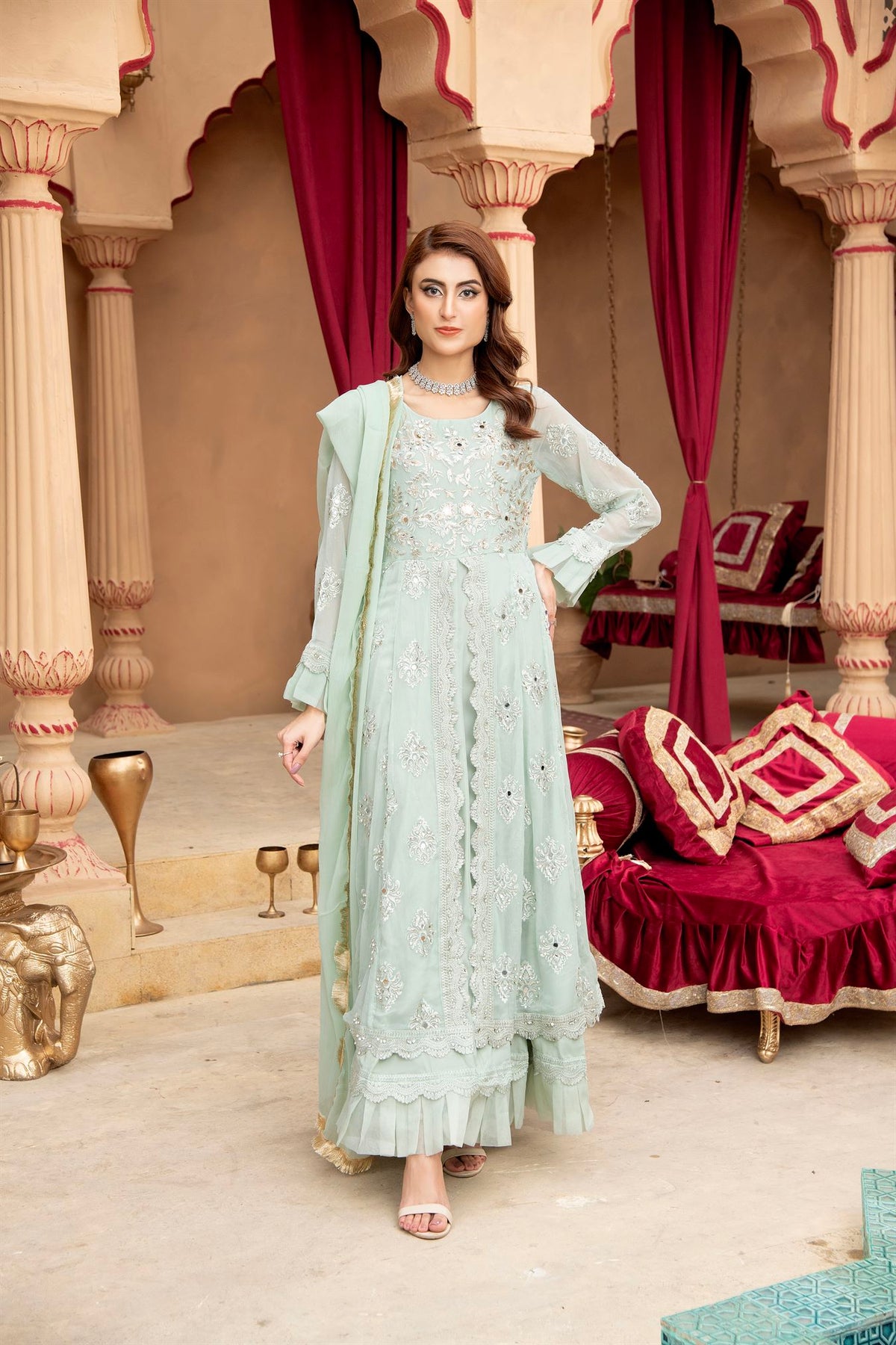 KURTI-B-006 - AQUA - LUXURY PRET