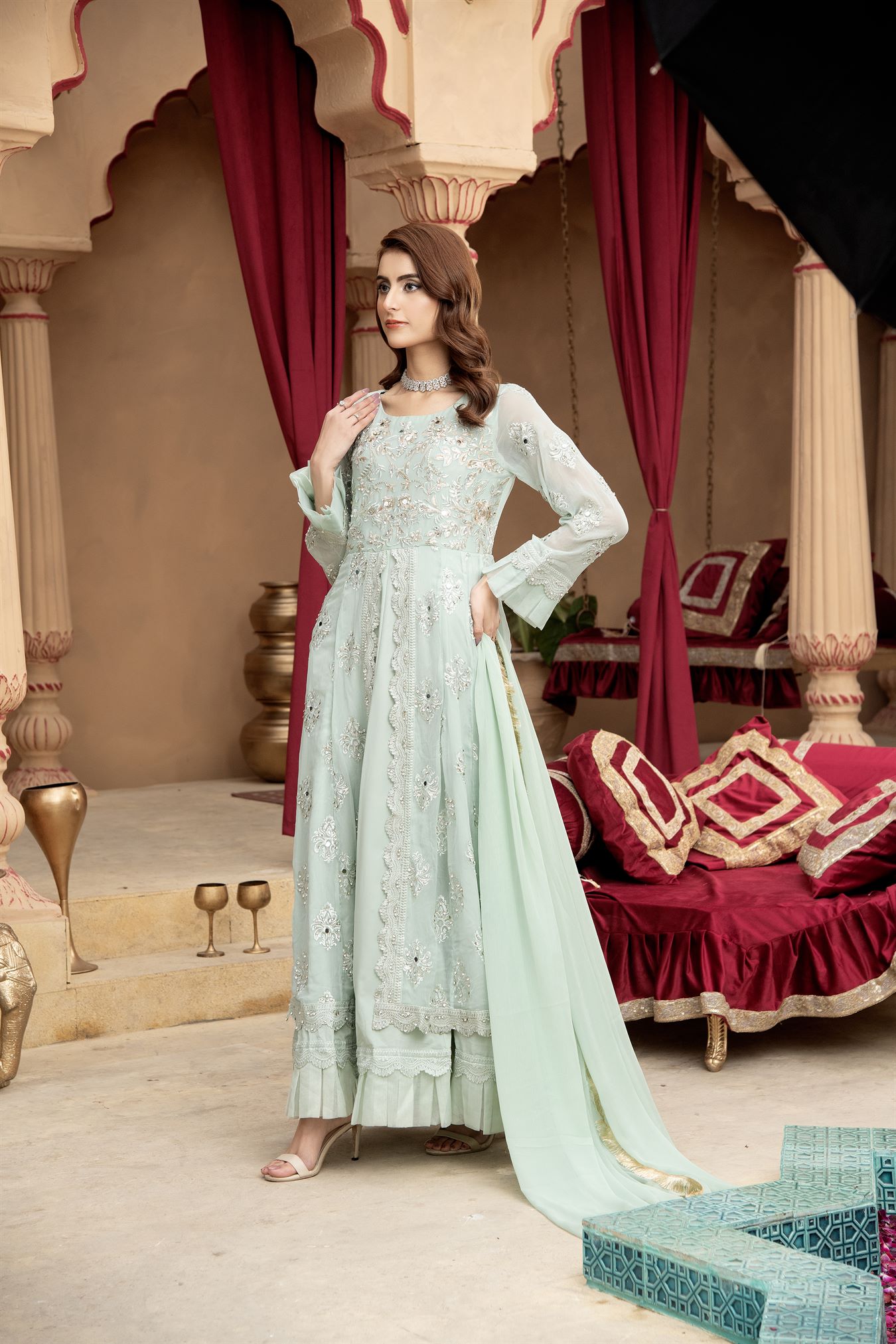 KURTI-B-006 - AQUA - LUXURY PRET