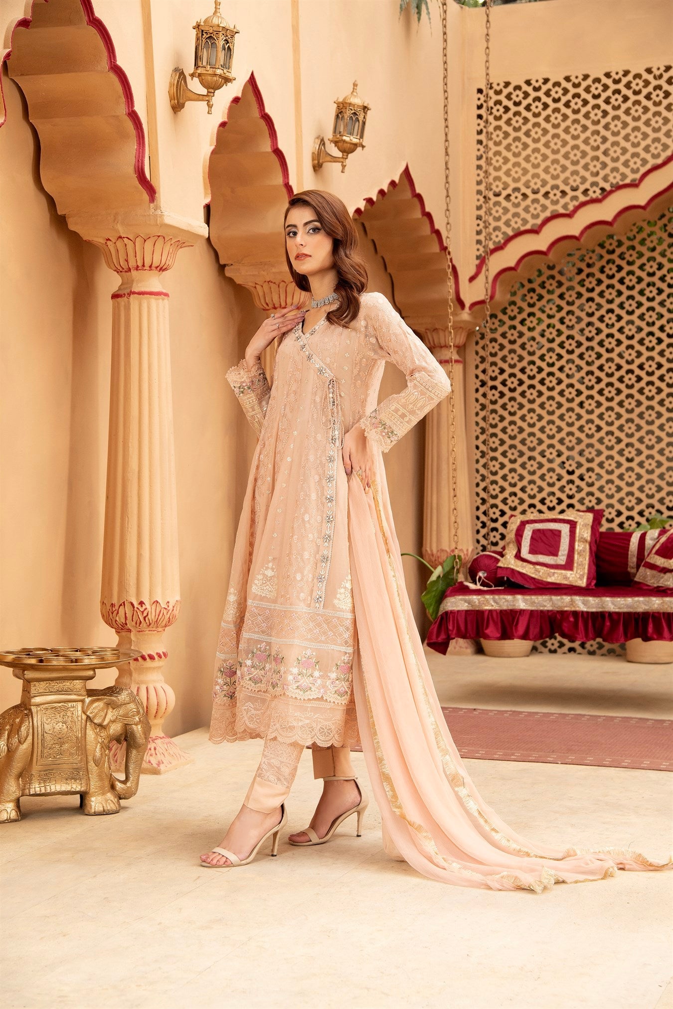 Angrakha-B-008 - PEACH - LUXURY PRET