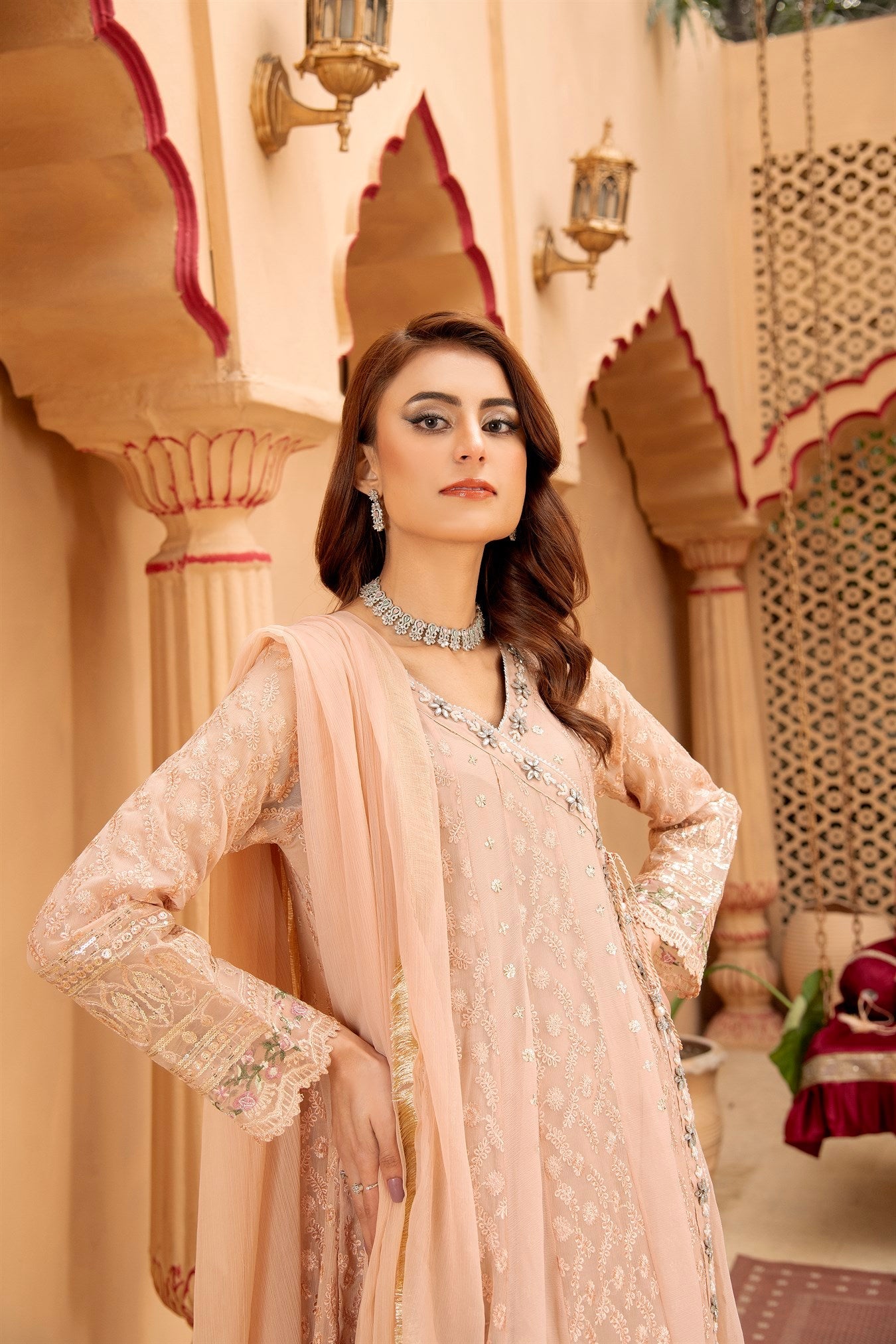 Angrakha-B-008 - PEACH - LUXURY PRET