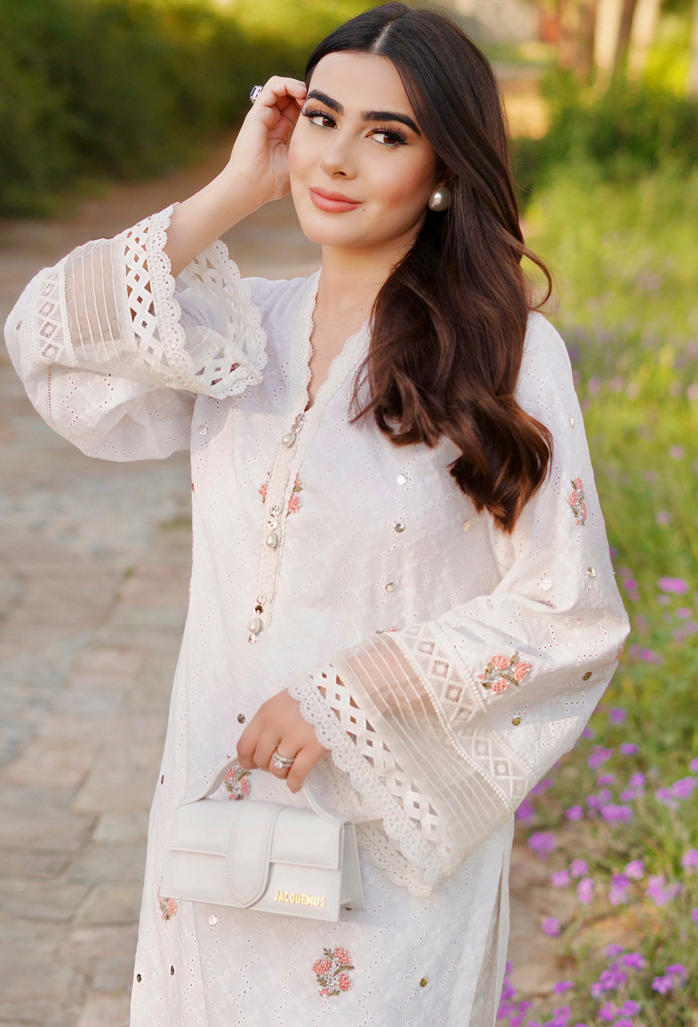 HUES ATELIER - WHITE CHIKAN KURTA - PRET