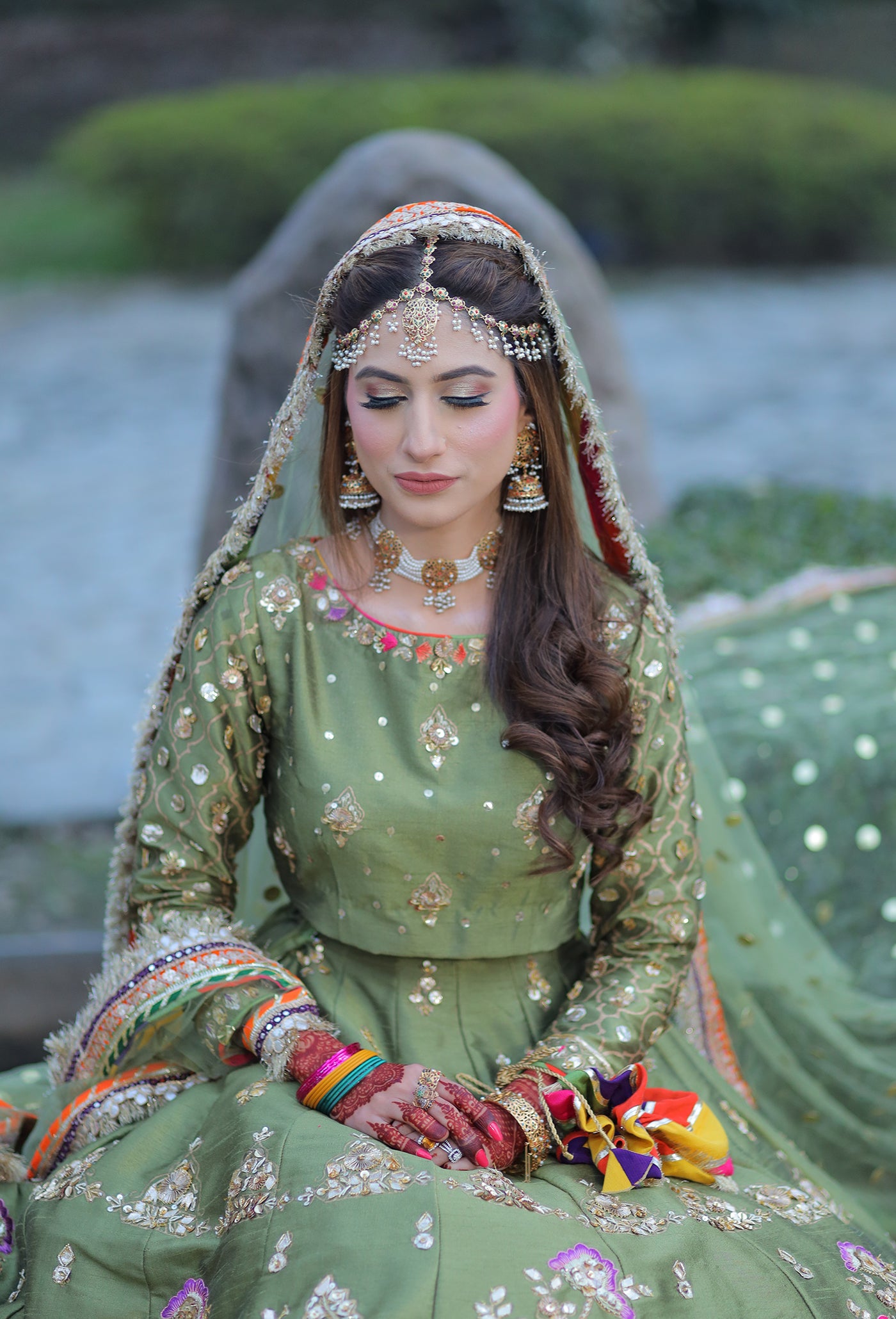 HUES ATELIER - BRIDAL - OLIVE MEHNDI LEHNGA CHOLI - FORMAL