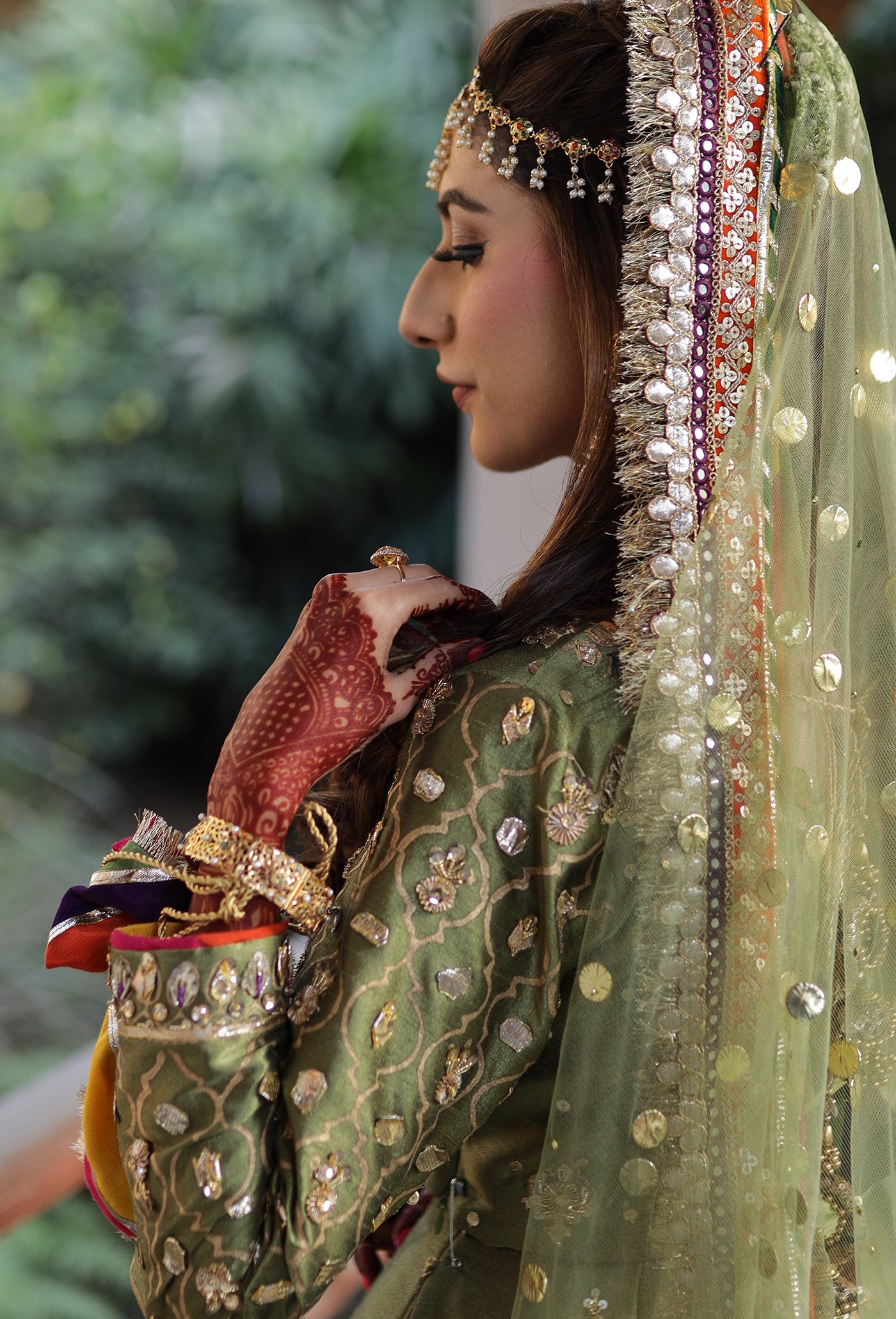 HUES ATELIER - BRIDAL - OLIVE MEHNDI LEHNGA CHOLI - FORMAL