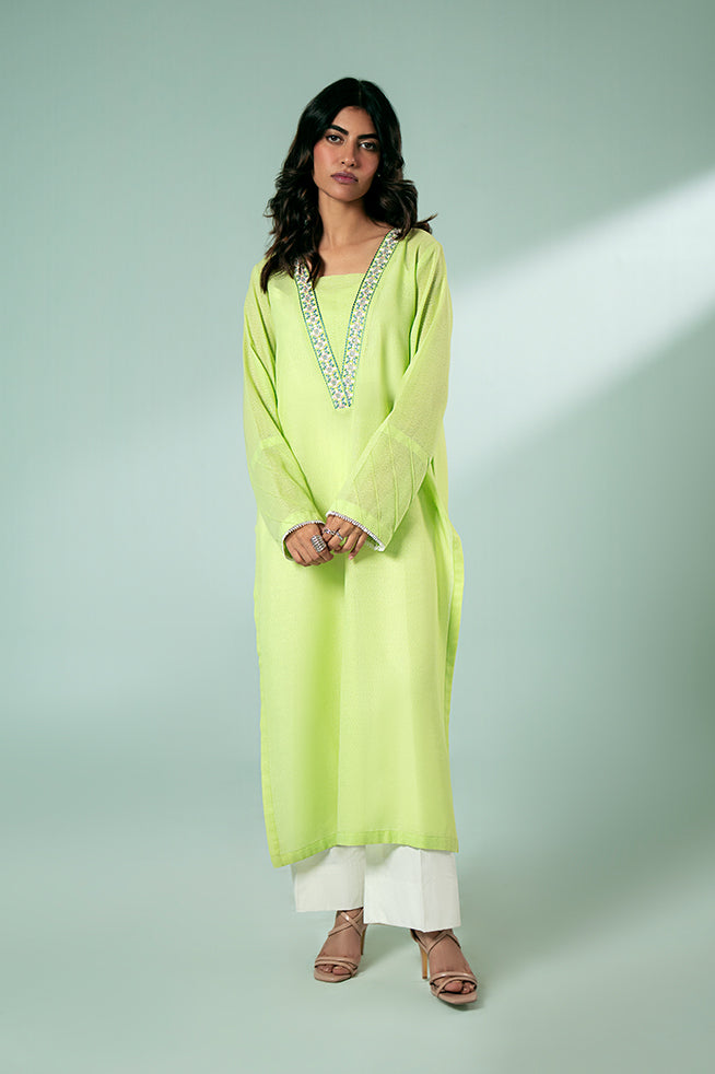 Lime Green Embroidered Tunic