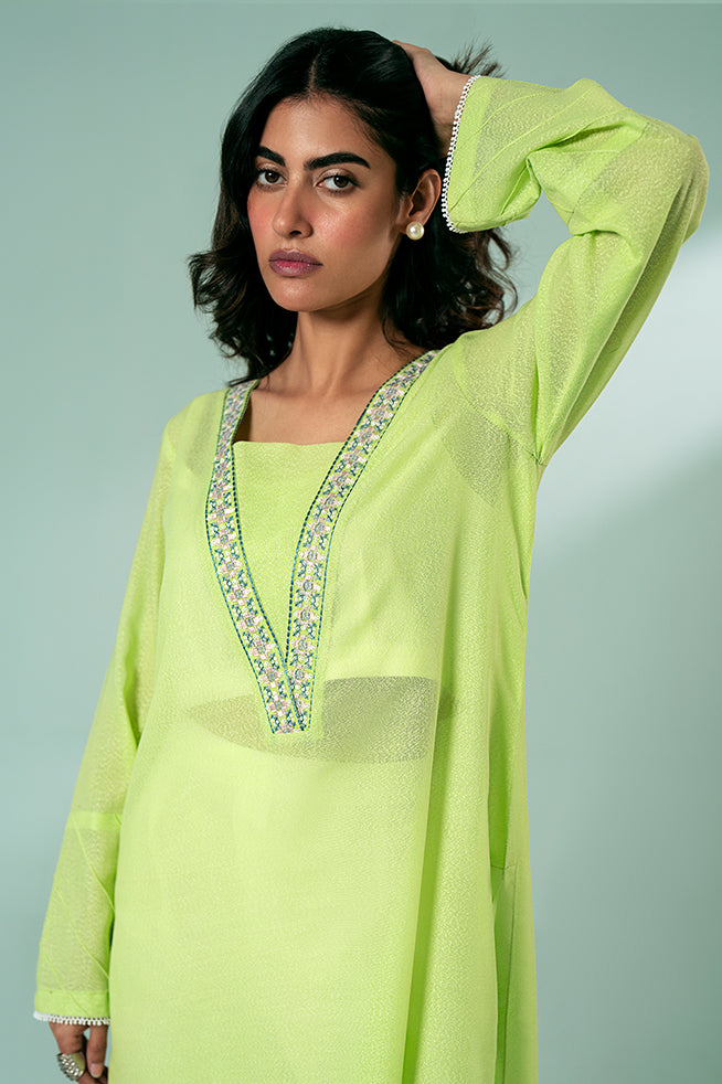 Lime Green Embroidered Tunic