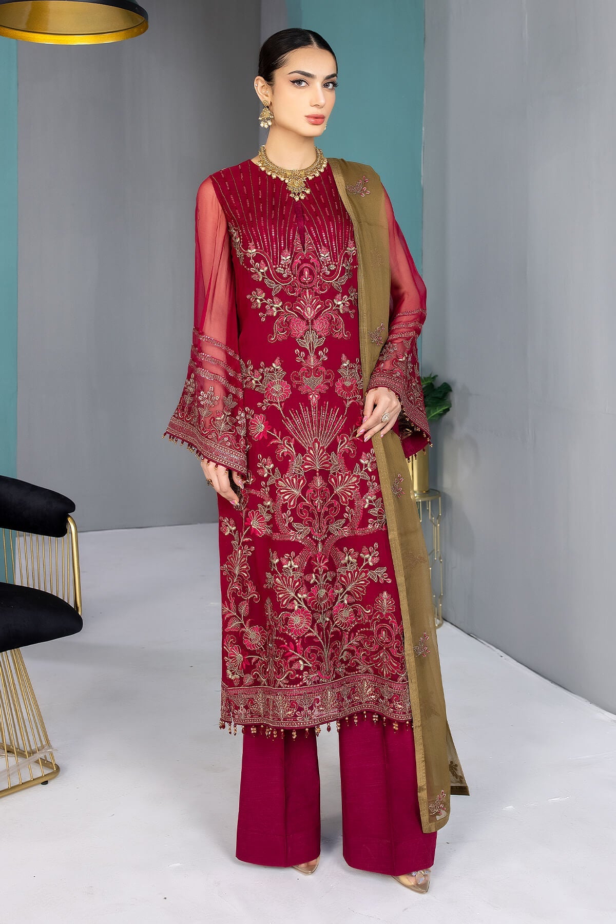 FLOSSIE - KUCH KHAS - RED RUBIN - UNSTITCHED