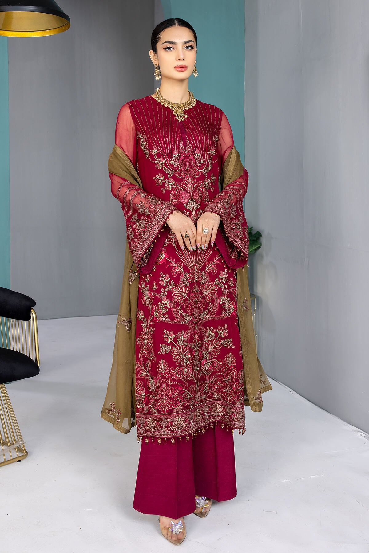 FLOSSIE - KUCH KHAS - RED RUBIN - UNSTITCHED