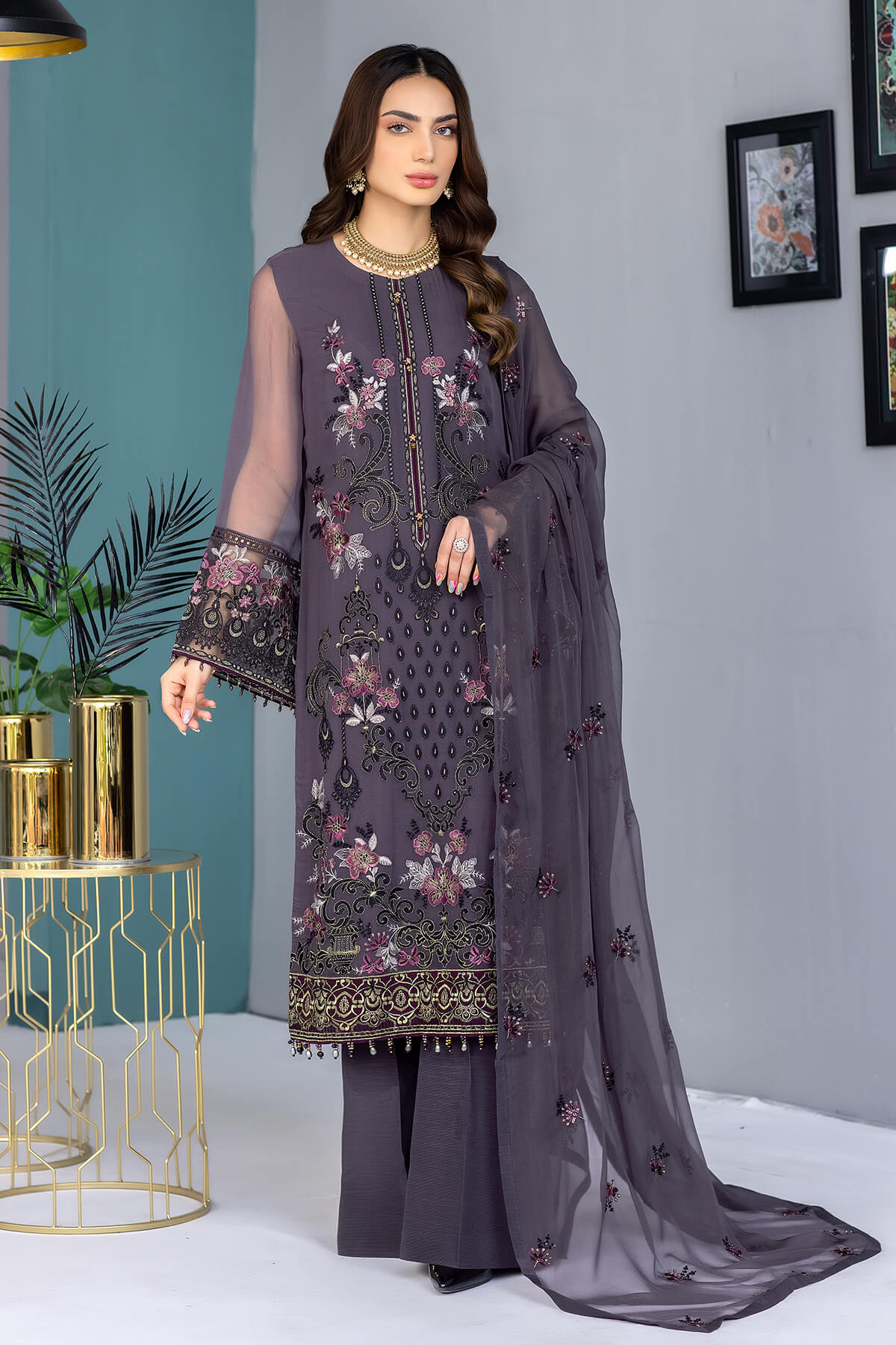 FLOSSIE - KUCH KHAS - GREY ELEGANT - UNSTITCHED