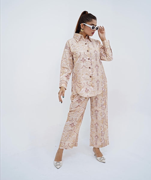 Beige Cotton Silk Co-ord Set – QAAF