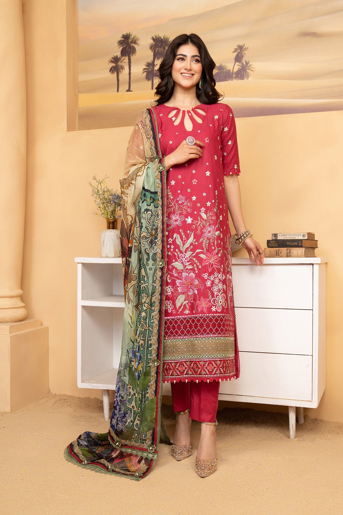 SCARLET RED - SUMMER LUXUERY LAWN '24 - UNSTITCHED