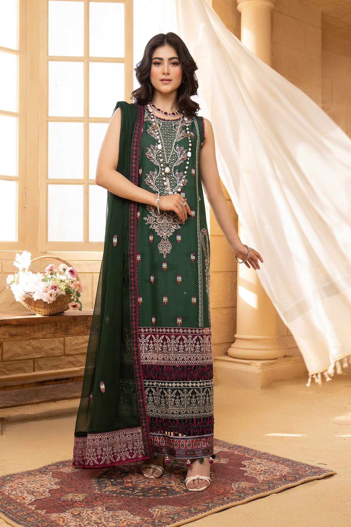 BOTTLE GREEN - SUMMER LUXUERY LAWN '24 - UNSTITCHED