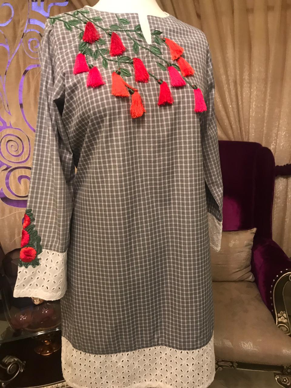 Grey Checkered Kurta | Rj’s Pret