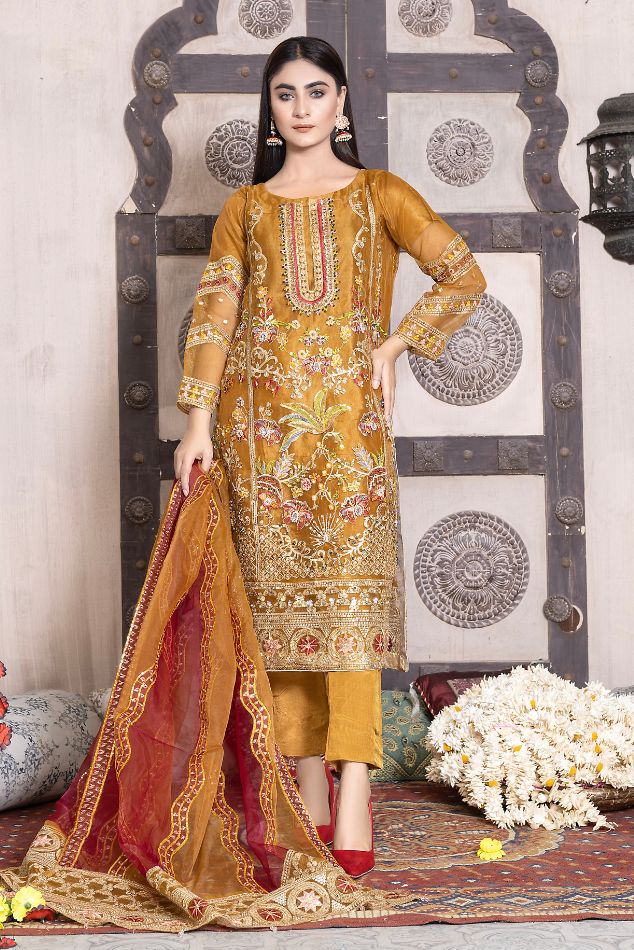 WEDDING DRESS - BRILLIANT GOLD - KTH-0305 - UNSTITCHED