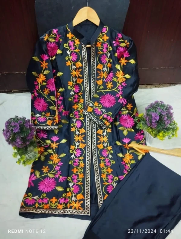 3 Piece Silk Embroidered Gown Set 3 Piece Silk Embroidered Gown Set