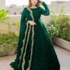 3Pc Chiffon Embroidered Suit Green