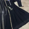 Black Embroidered Chiffon Maxi 3 Piece