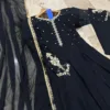 Black Embroidered Chiffon Maxi 3 Piece
