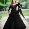 Black Embroidered Chiffon Maxi 3 Piece